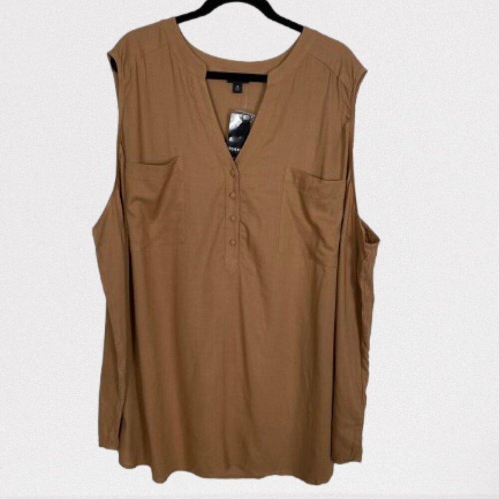 Torrid NEW Harper Linen Blend Pullover Tank Size 5X Light Caramel Color - Picture 3 of 10